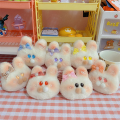 創意毛絨卡通小兔子鑰匙扣書包包掛件蝴蝶結閨蜜禮物洛麗塔JK飾品