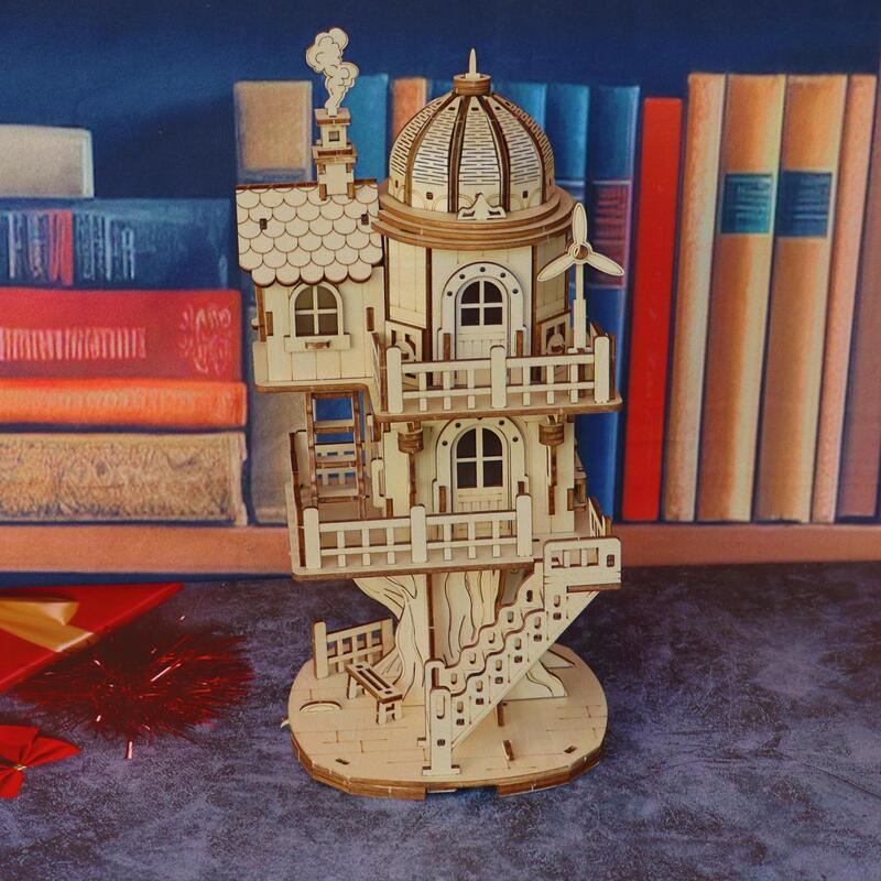 Cross-Border New Product 3D Wooden Assembled Model Tree House, Handmade DIY Forest Cabin Assembled Model Toy
