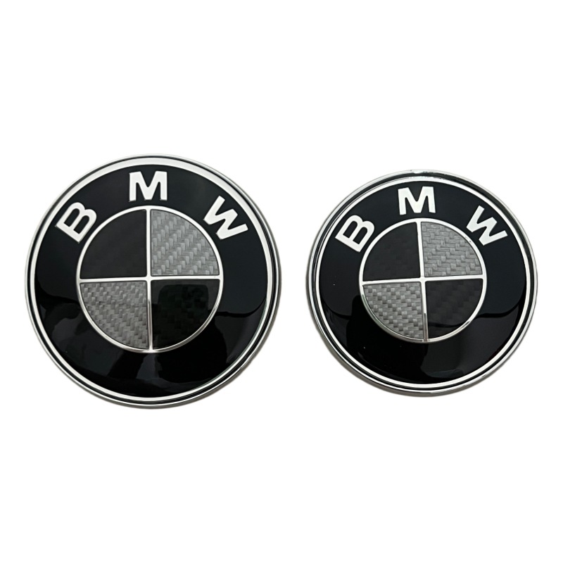 Suitable for BMW carbon fiber car emblems for 3 Series, 4 Series, 5 Series, X1, X3, X5, modified blue-white and black-white carbon fiber wheel hub caps