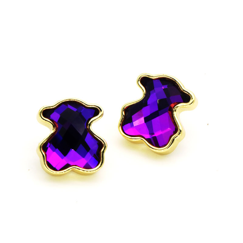 European And American Entry Lux Cute Colorful Zircon Bear Ear Studs Temperament Korean Crystal Earrings Ins Fashion And Personalized Earrings display picture 1