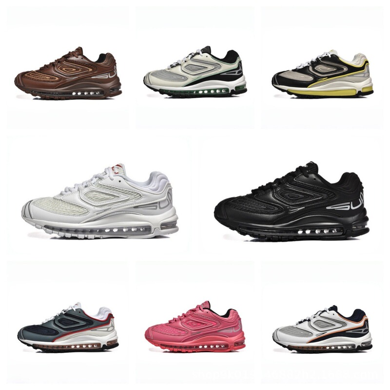 Cross-Border Foreign Trade Air Max 98 Retro Mid-Top Running Shoes Full-Length Air Cushion Thick-Soled Height-Increasing Sports Shoes for Men and Women