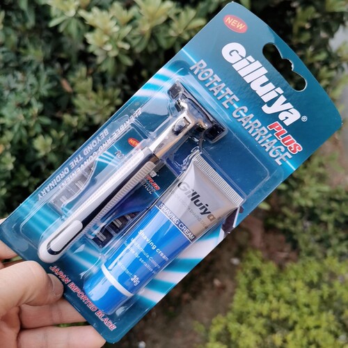 Brand double-layer razor blade, old-fashioned manual razor, 1 blade holder, 6 blades, 3 blades with shaving cream wholesale