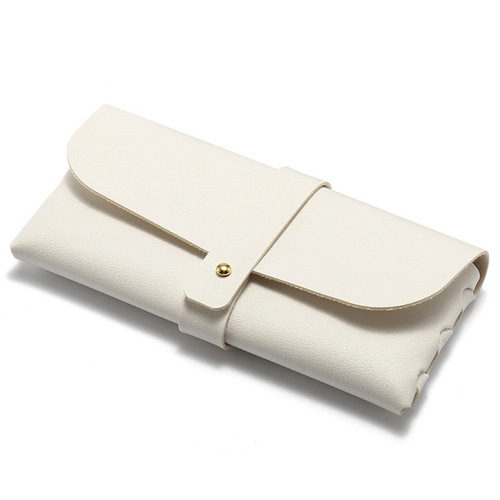 眼镜盒批发黑色皮质眼镜盒PVC钉扣软包太阳镜盒墨镜盒