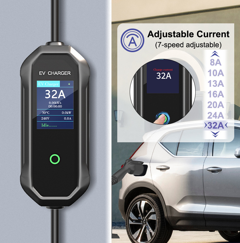 Type1 American Standard Charging Pile 7.68Kw Tesla Wenjie New Energy Vehicle Portable Charging Gun Charging Pile