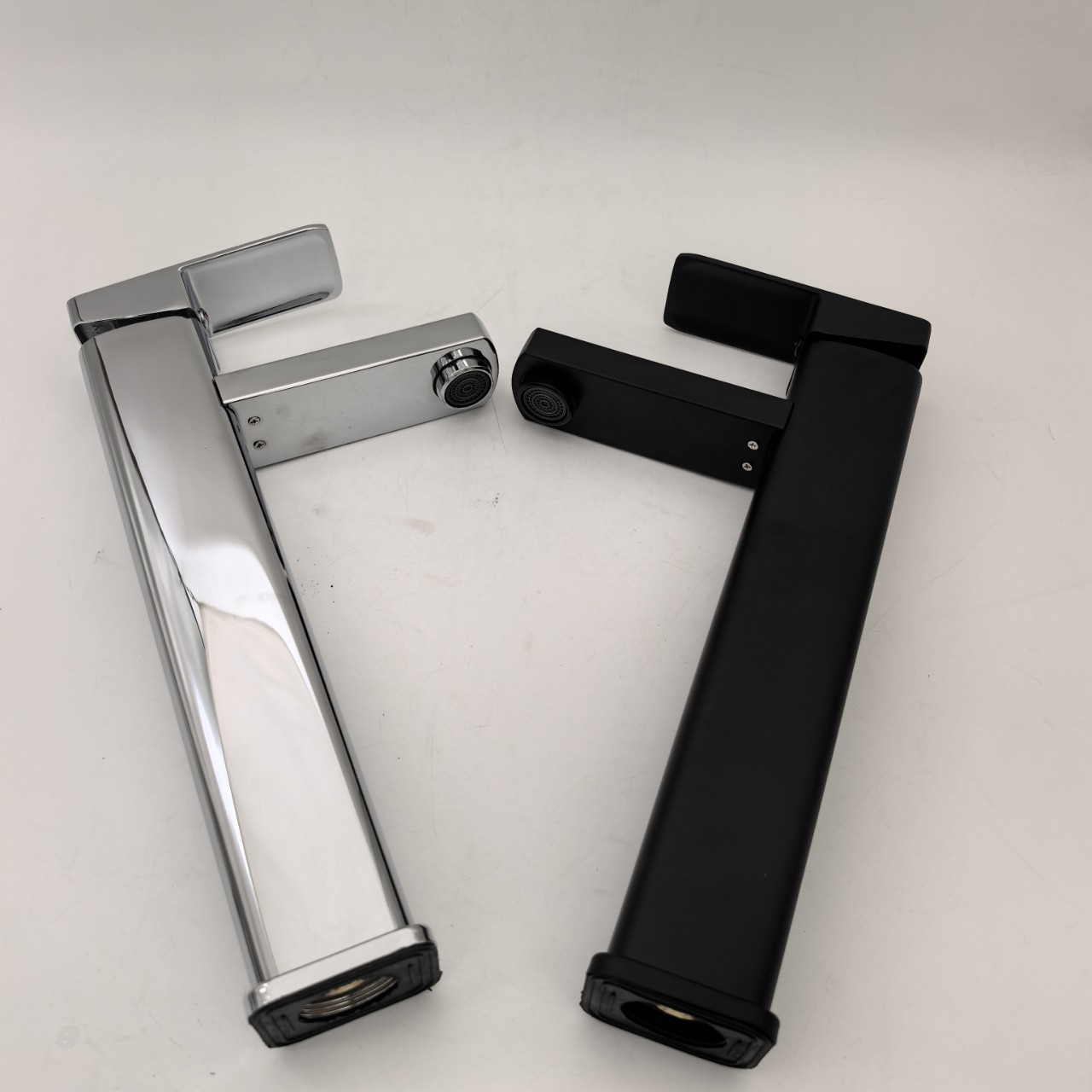 外贸加高款浴室卫生间台上盆洗脸盆电镀四方单孔面盆冷热高水龙头