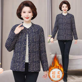 妈妈冬装羊驼绒小棉袄女贴身内穿中老年大码加厚棉衣奶奶保暖外套