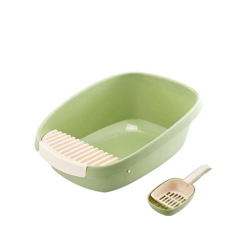 Fábrica en stock tipo de huevo caja de arena para gatos de gran tamaño inodoro de gato abierto con pala de arena para gatos caja de arena para gatos suministros al por mayor