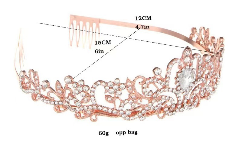 190g Weight Hair Band Hair Accessories Type Zircon Inlay Material 1 Piece Quantity Wedding, Festival Occasion Alloy Material Crown Pattern All Seasons Season Women's Gender Inlay Design Luxurious Style Luxurious Women's Crown Alloy Inlay Zircon Hair Band 11