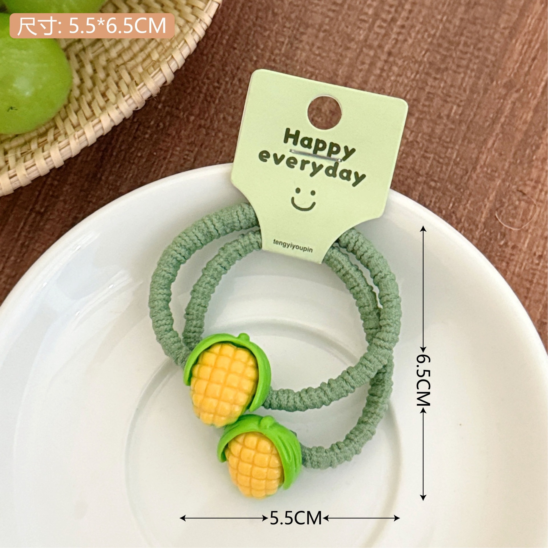 Caricatura lindo cerdo comer jugar pan divertido niño cabello cuerdas de pelo beige intestino pequeño círculo de alta elasticidad estudiante cabello adornamiento para mujeres