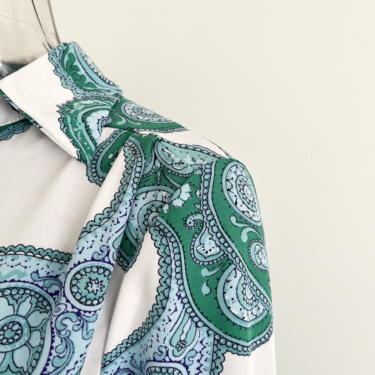 Paisley Pattern Blouse Collar Dress Women Smocking Waist Long Sleeve Spring Autumn Women Clothing 16 Paisley Pattern Blouse Collar Dress Women Smocking Waist Long Sleeve Spring Autumn Women Clothing