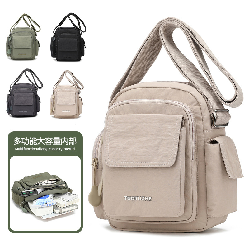 Casual Waterproof Multi-Pocket Commuter Backpack 2025 Summer New Portable Shoulder Bag Messenger Bag