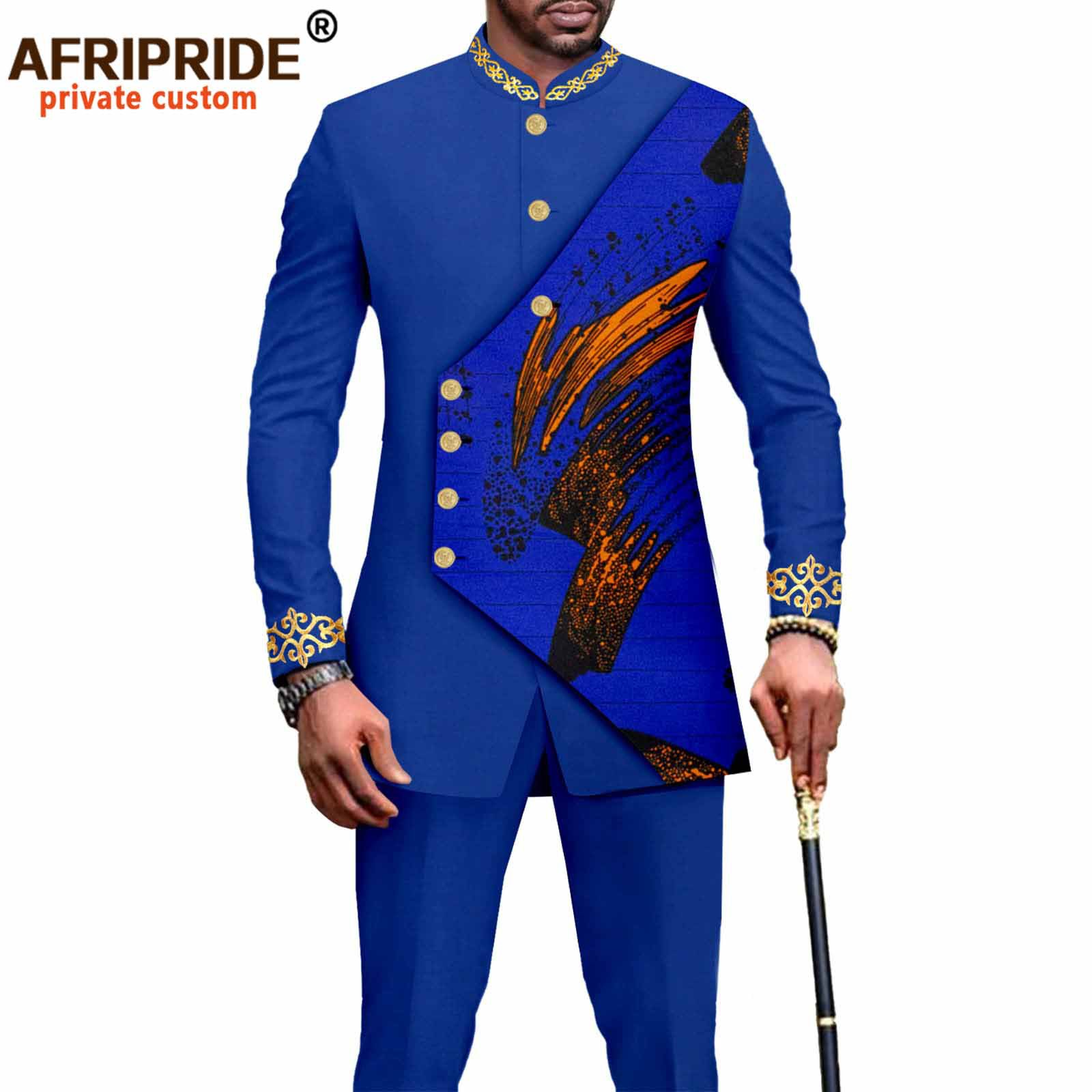 Ropa de hombre conjunto informal de algodón batik con estampado nacional africano para hombre_voghion.com