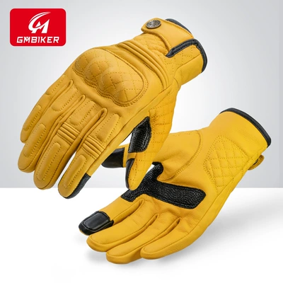 Motorcycle Safety Supplies – Leather, Anti-Fall, Racing, Motorcycle Rider - 305-yellow-windproof-model-imported-sheepskin-soft-and-comfortable-s