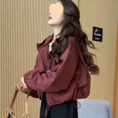 冲锋衣里布短款2025外套春秋新款小个子休闲夹克女连帽上衣