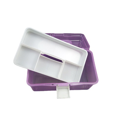 Factory sales 599PP plastic medium double-layer transparent tool box multi-purpose storage box art pencil box manicure