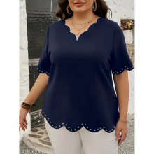 A 73936 Women's ruffle trim tee Ůʿ���˱߶���羳����ͨ