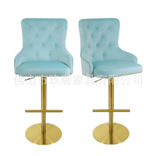 Light luxury lifting rotating bar chair, high-end designer style modern simple bar chair, high-end high-back bar chair