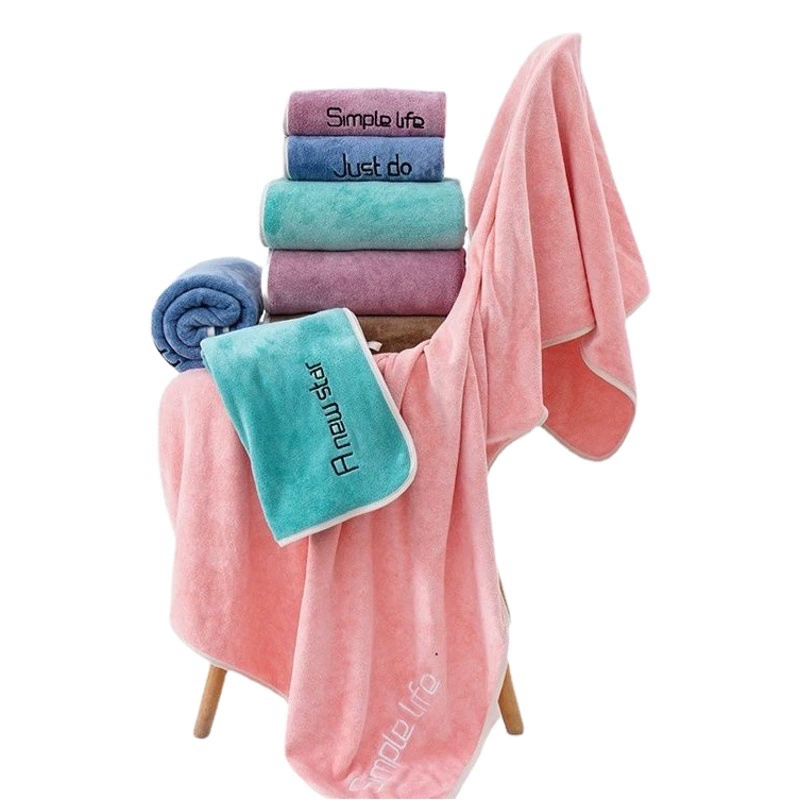 Банное полотенце из микрофибры оптом Утолщенное пляжное полотенце с вышивкой по краям Очень мягкое Впитывающее молодежное полотенце для пирога Быстрая сушка