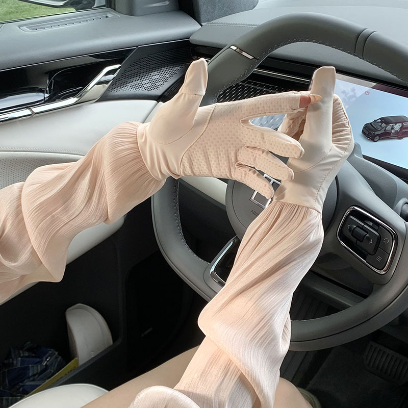 Mangas de hielo, mangas de seda de hielo, estilo fino de verano para mujer, guantes de brazo de ciclismo al aire libre, mangas de hielo integradas, mangas de protección solar