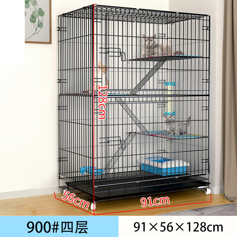 900 4 층 검정 접이식 고양이 케이지 “91*56*128cm]