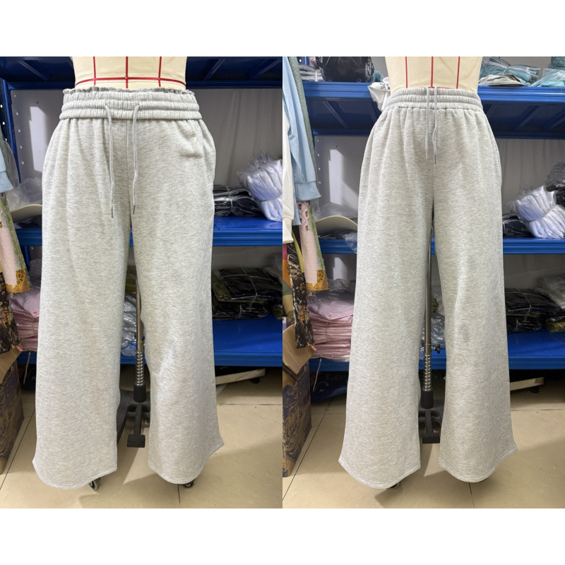 加绒加厚现货 亚马逊SHEIN跨境欧美女装秋冬宽松阔腿运动休闲长裤|undefined