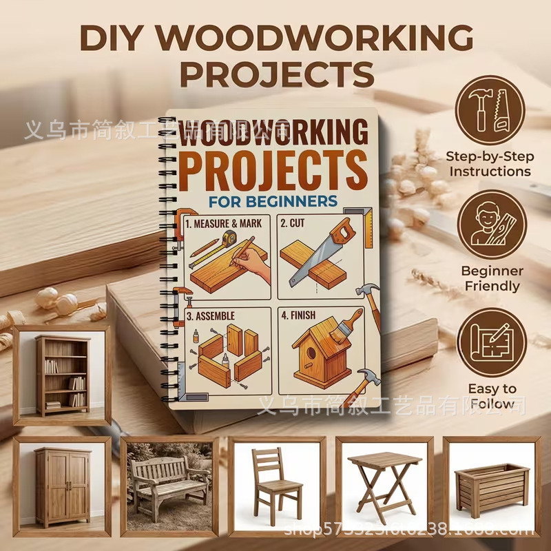 Cross-Border New Model Amazon Temu Woodworking Project Planner for Beginners, Detailed Guide Cross-Border New Model Amazon Temu Woodworking Project Planner for Beginners, Detailed Guide