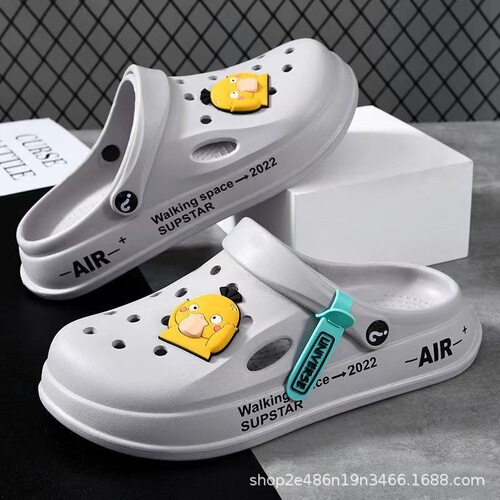 Men's Holeshoes 2024 New Couple Thick-Soled Slippers with Head Cover Anti-Slip Casual Soft Bottom Beach Wholesale