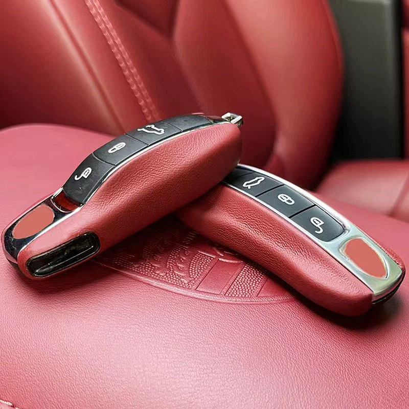 Подходит для Porsche кожаный кожух для ключей Cayenne Paramera Macan718 брелок Taycan911