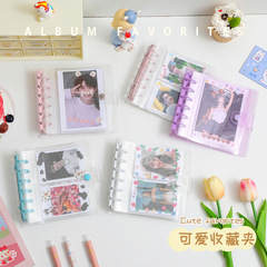 Teenage PVC transparent glitter loose-leaf notebook, Korean-style square 3-inch instant photo album, student fan club scrapbook