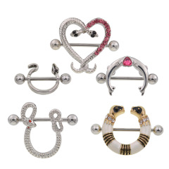 A cross-border best-selling serpentine piercing ring surgical steel nipple barbell ring for ladies and girls as a gift body piercing jewelry