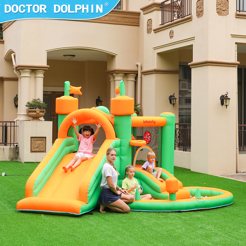 Dr. Dolphin pequeño castillo inflable parque de atracciones infantil interior inflable trampolín juguete fiesta fiesta castillo inflable