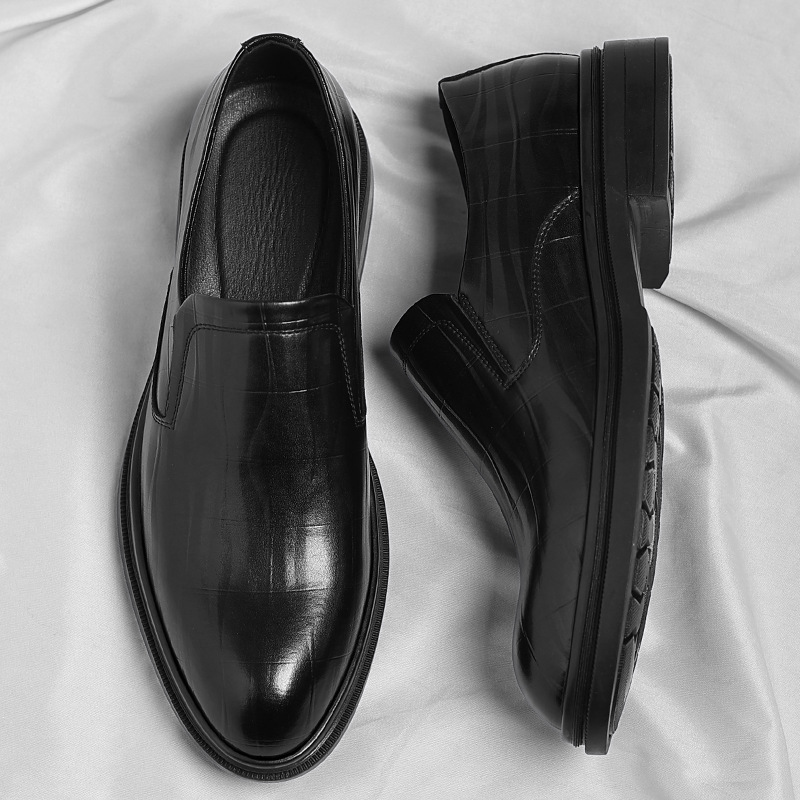 Men's Leather Slip-on Formal Shoes For Office And Commuting_voghion.com