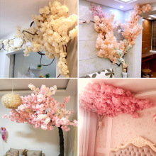 管塑料假花藤条网遮挡室内樱花树植物红墙吊顶空调面客厅装饰