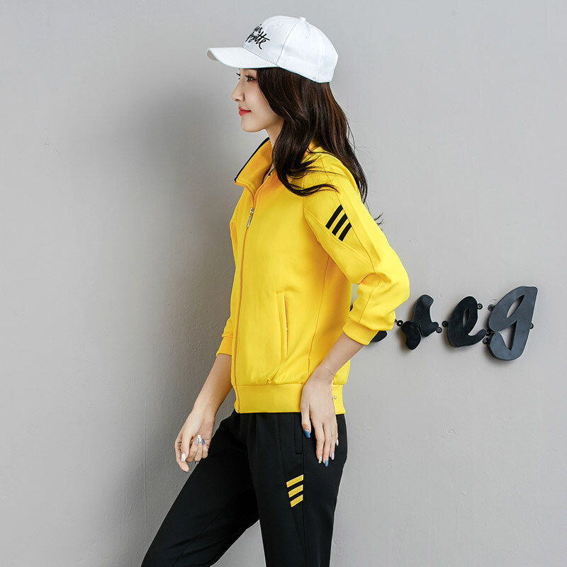 Trajes deportivos transfronterizos de tres barras para hombres primavera y otoño parejas corriendo ropa deportiva casual para mujeres grandes grupos de moda image 10