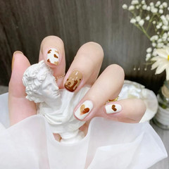 A117 Teddy Bear Cookie Cute Style Nail Art Short Wear-on Nails Removable Acrylic Nails Direct Factory Sale One Piece Shipping