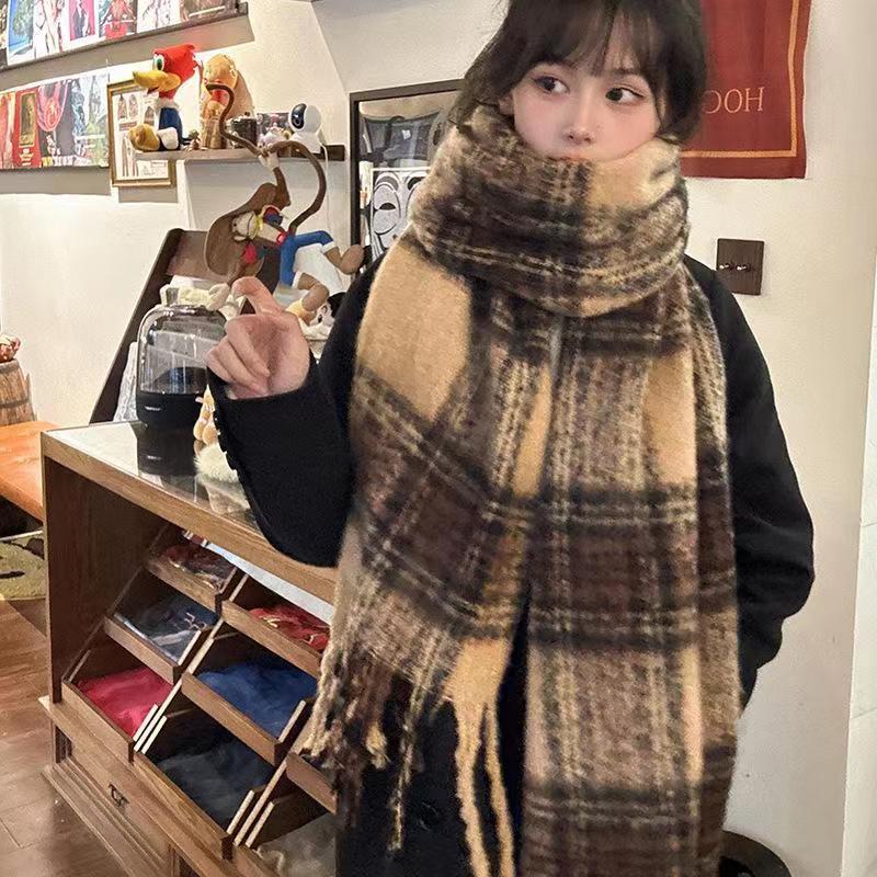 Melads neue Atmosphäre kariert ist vielseitig Frauen, mit einem Studentenschal mit vergrößerten Quasten und extra dick_voghion.com