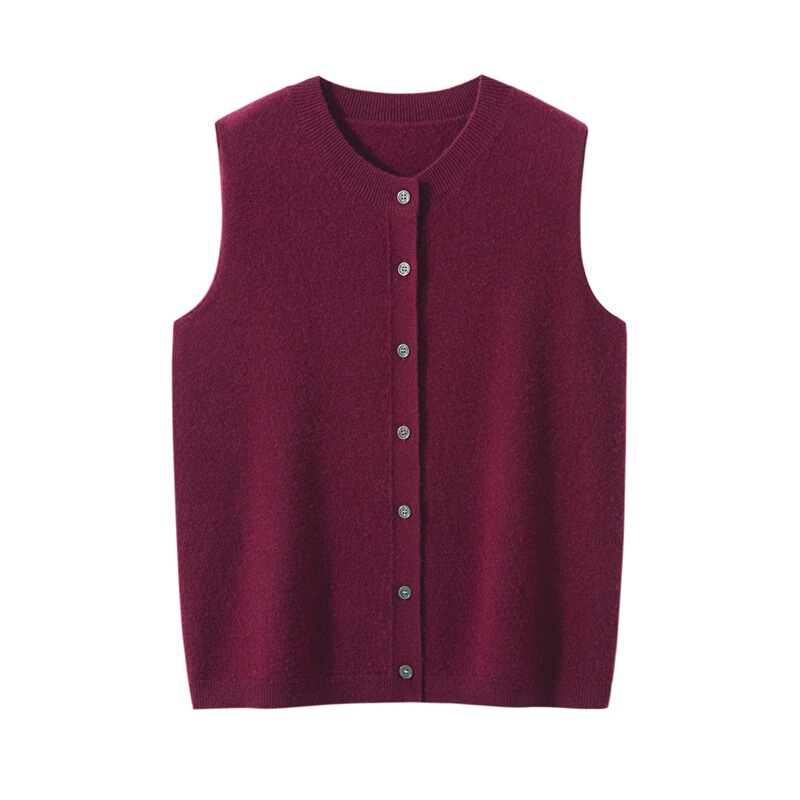 Autumn and Winter New Style 100 Pure Cashmere Vest Cardigan Women's Vest Loose Simple Sleeveless Sweater Vest Outer Wear Autumn and Winter New Style 100 Pure Cashmere Vest Cardigan Women's Vest Loose Simple Sleeveless Sweater Vest Outer Wear