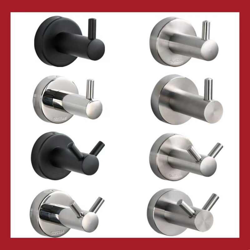 Factory 304 Stainless Steel Wall Hanging Hook Perforated Single Coat Hook Kitchen Bathroom Coat Hook Door Rear Hook Coat Hook
