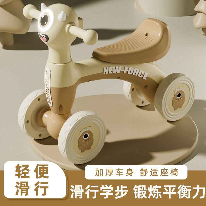 Coche de equilibrio para niños de 1 - 3 años de edad, patineta sin pedal, patineta infantil de cuatro ruedas, patineta para bebés