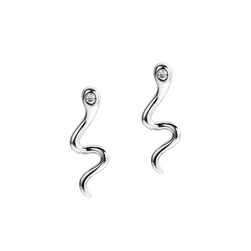 Under the Banyan Tree S925 silver snake-shaped earrings for women simple niche design small snake earrings small cute earrings new trendy