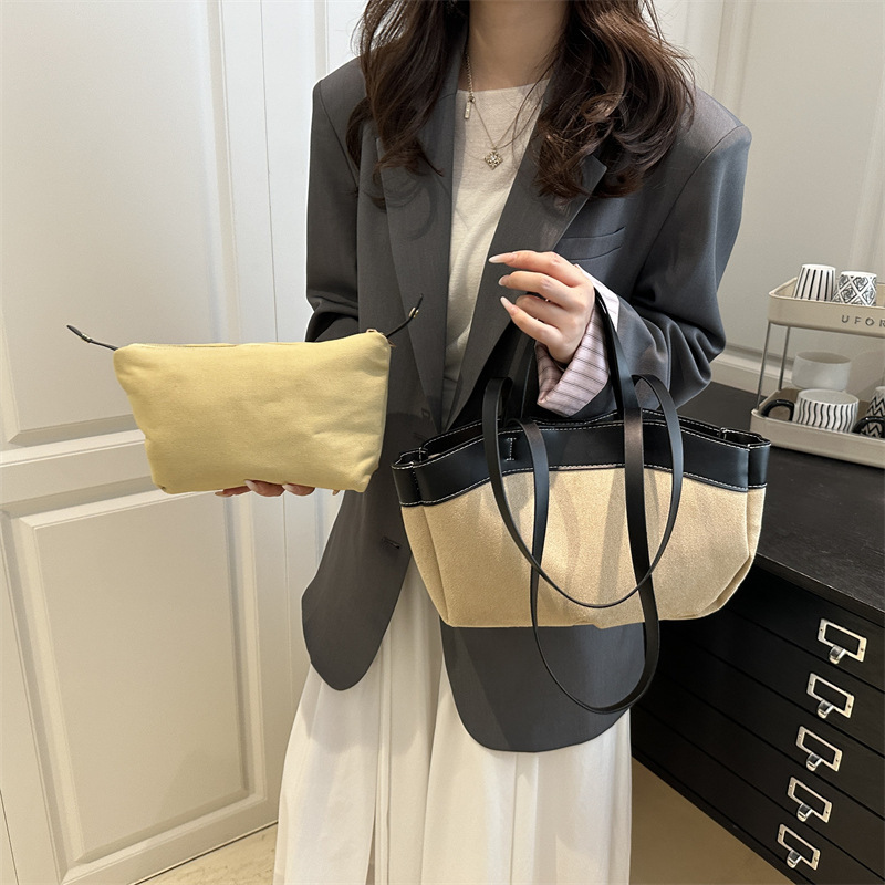 高颜值大容量托特包女2025秋季新款单肩包时尚简约子母手提水桶包|undefined