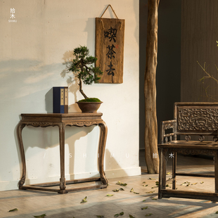 Pick up wood | hexagonal table porch solid wood Chinese desk antique do old old goods Ming and Qing classical flowers a few