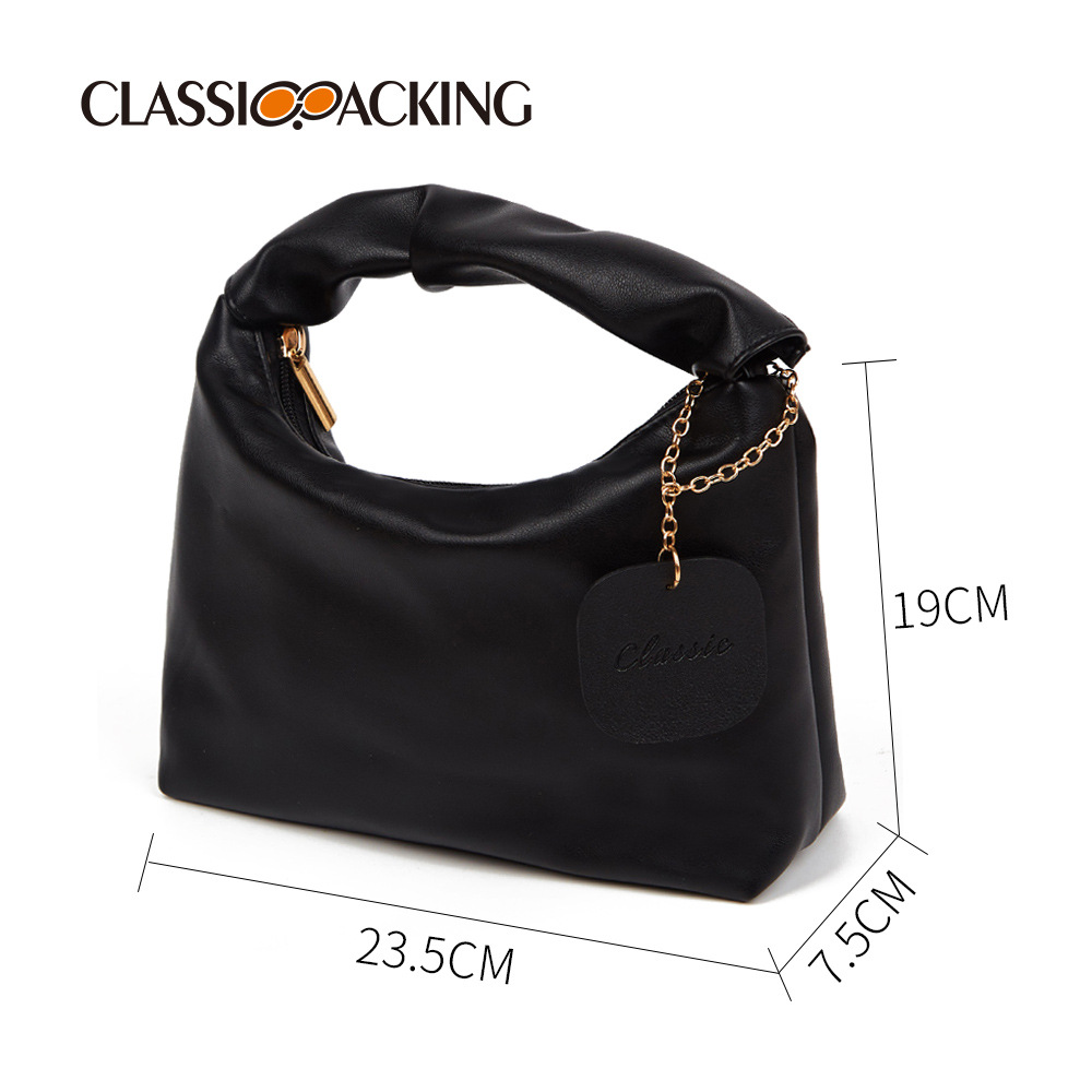 Bolso al por mayor de la fábrica bolso de cercanías simple de moda todo partido mango plisado Bolso pequeño con logotipo impreso