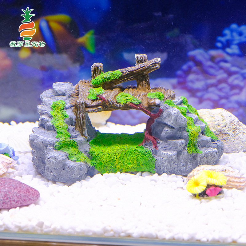 Venta caliente pecera acuario adorno sumergido dibujos animados mini casa de piña PVC no se rompe agua pescado y camarones tanque de refugio