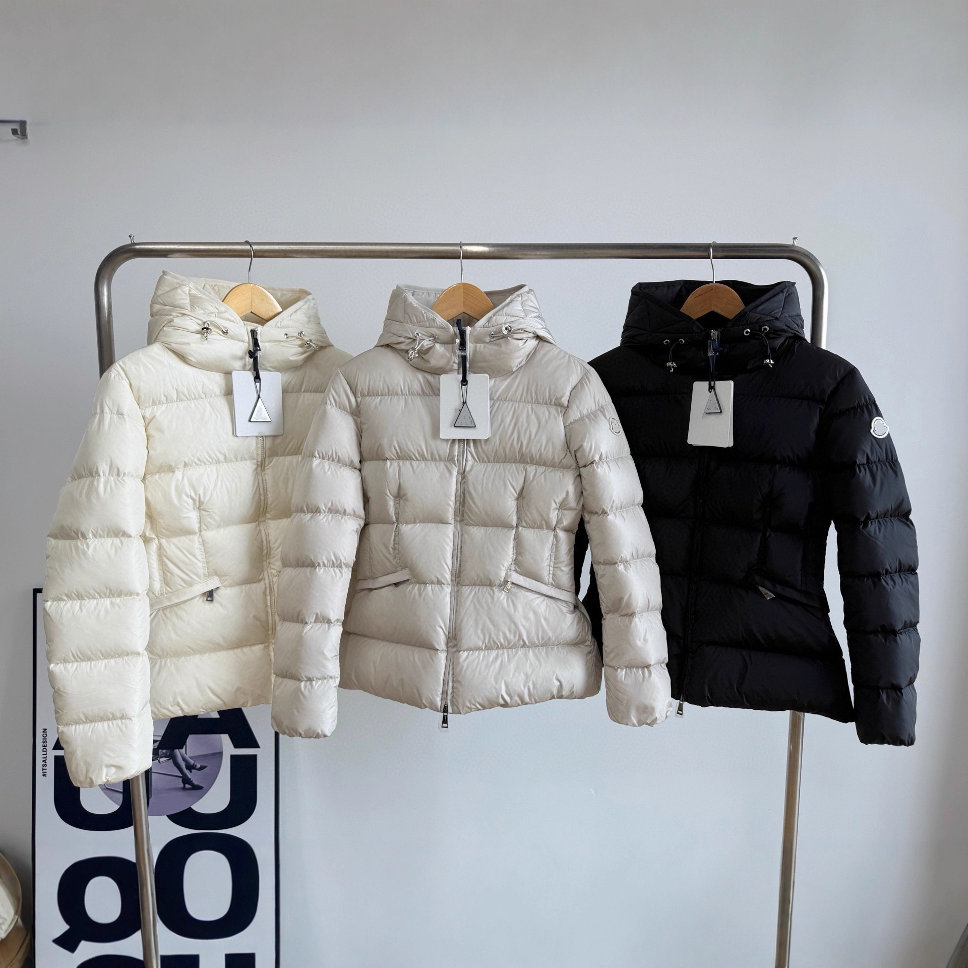 High Version Foreign Trade Cross-Border m Mengjia 25S Autumn and Winter New Women's Small Fragrant Waist Hooded down Jacket