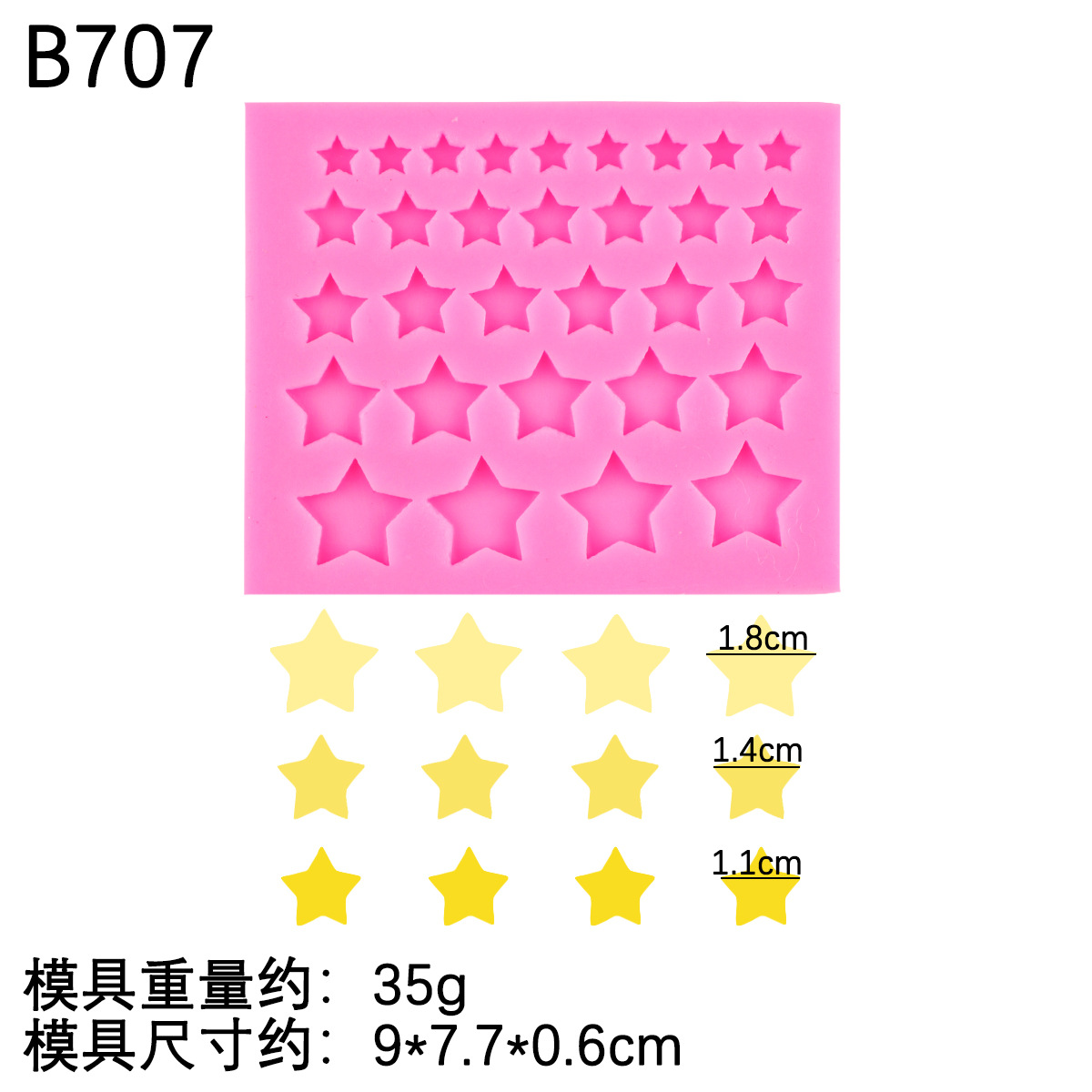 Amor redondo estrella de cinco puntas molde de silicona decoración de pastel triángulo pequeño chocolate fondant molde de borde