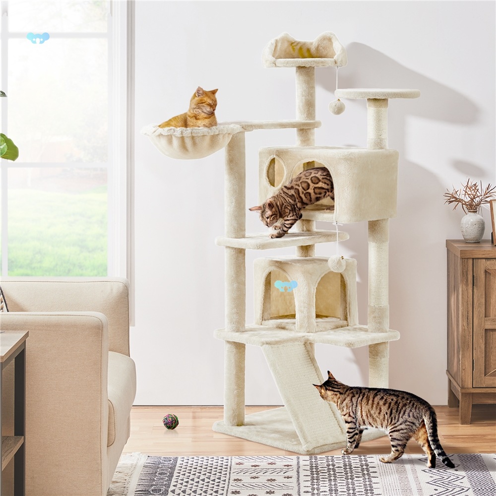 Costoffs 57''H Cat Tree Condo Kitten Tree Tower w/ 2 Condos|ms