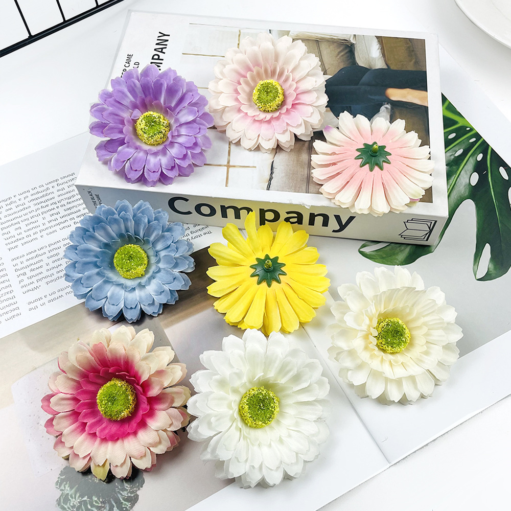 Simulación de la cabeza de gerbera Fulang crisântemo flores falsas DIY tocado material de pinza de flores de fotografía en el hogar adornos florales