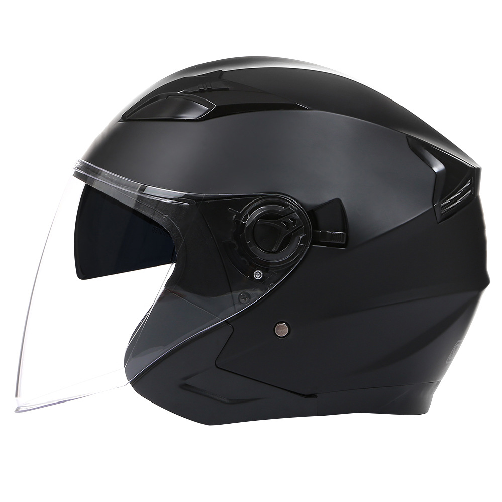 Motuoche BLD Motorcycle Helmet 3/4 Half Helmet (Motosiklet kaskı (dəbilqə)) - black-with-black-line-m57-58
