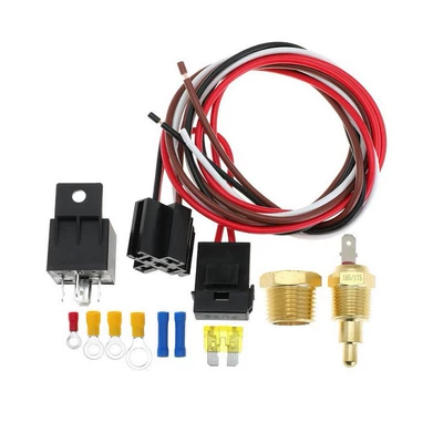40A Single Wire Harness Waterproof Relay Kit Constant Temperature Cooling Electric Fan 185 Open Car Electric Fan Kit (Other Car Modifications) - fan-thermostat-kit-185g